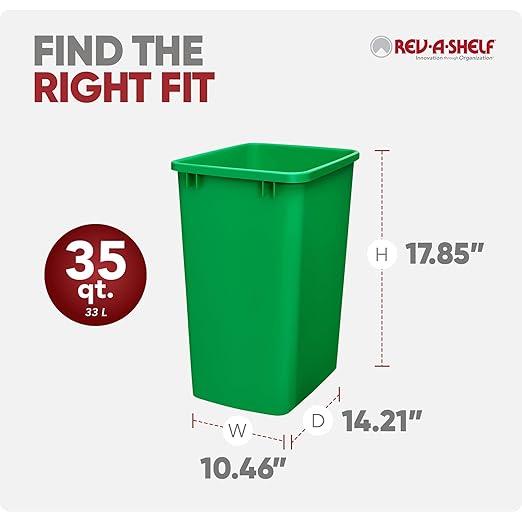 Rev-A-Shelf Polymer Replacement 35 Quart Trash Bin Recycle Waste Garbage - Image 3