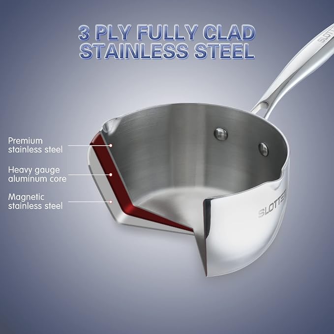 SLOTTET Tri-Ply Whole-Clad Stainless Steel Sauce Pan - Image 4