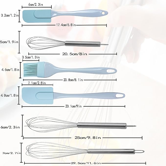 3 Pack Egg Whisk and Cooking Brush Scraper Set, Stainless Steel Wire Whisks - Image 6