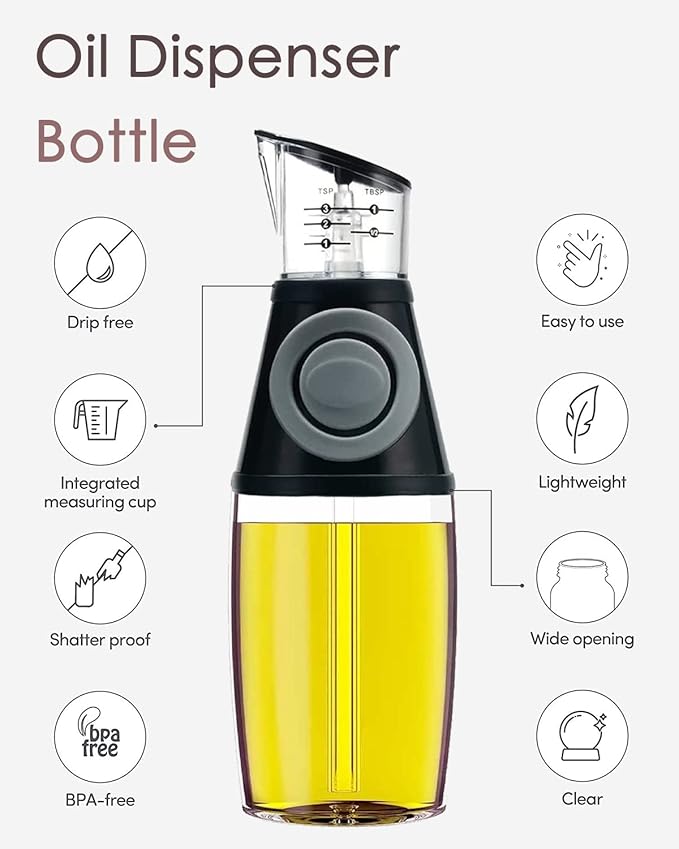 Oil Dispenser Bottle, 8.5oz Olive Oil Dispenser Oil Sprayer, Baking Frying - Image 3