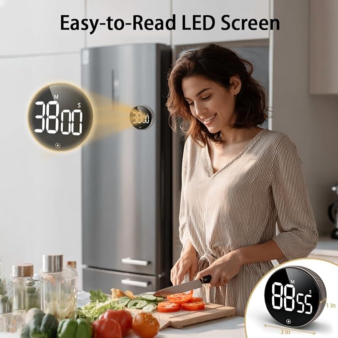 Sportsvoutdoors Rotating Digital Kitchen Timer, Large Display Screen Timer - Image 2