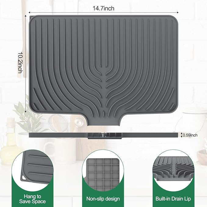 GUUKIN Dish Drying Mat, 14.7"x10.2" Drying Matt Kitchen Counter, Non-Slip - Image 2