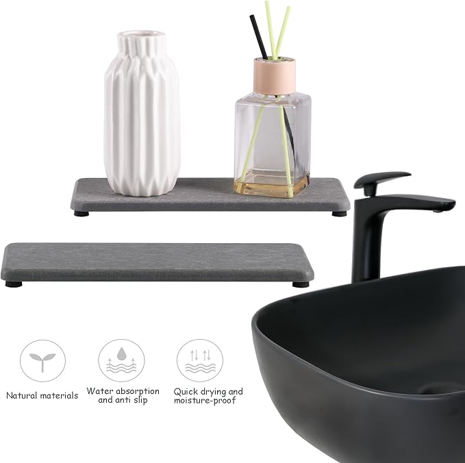 NiuYichee 2 Pcs Water Absorbing Stone Trays, Kitchen/Bathroom Sink Soap Dish - Image 4