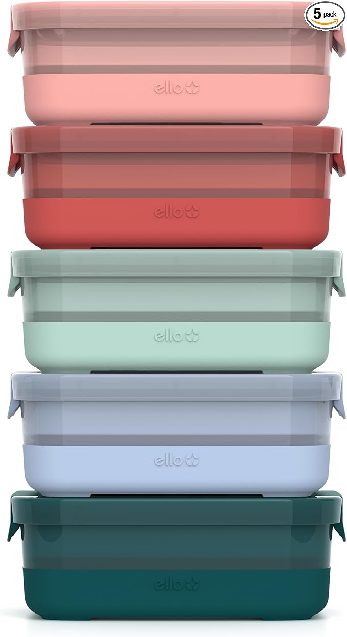 Ello Plastic 3.7 Cup Meal Prep Set 10 Pc, 5 Pack Set by Ello