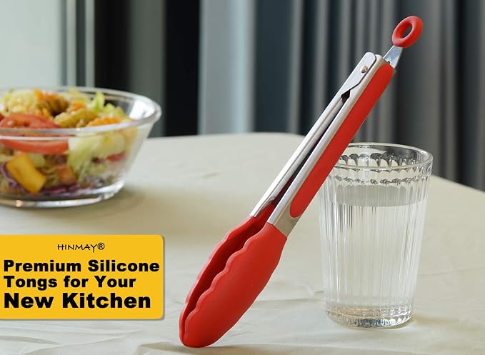 HINMAY 9" Silicone Kitchen Tongs - Image 5