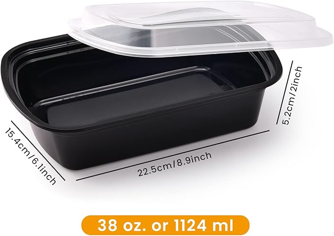 Kitch’nMore 38oz Meal Prep Containers, Extra Large &Thick Food Storage - Image 2