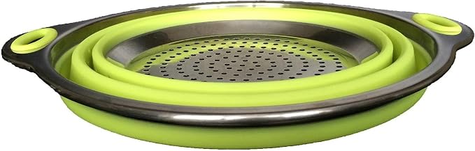 Oneida 8 inch Color Burst Stainless Steel Silicone Collapsible Colander Strainer - Image 2