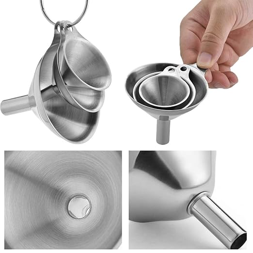 Metal Stainless Steel Funnel, Large Medium Small Funnel Set of 3, Food Grade - Image 4