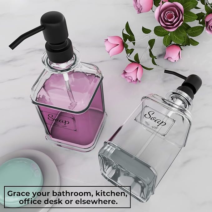GLADPURE 2 Pack Soap Dispenser, 18 Oz Antique Design Thick Glass Hand - Image 5
