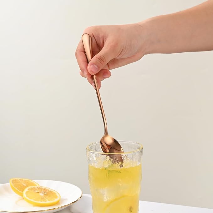 7.5 Inches Long Handle Coffee Stirring Spoons, Copper Stainless Steel Ice Cream - Image 6