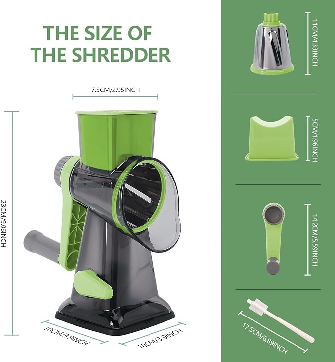 Rotary Cheese Grater with Handle-Versatile Cheese Grater Non-Slip Suction Base - Image 5
