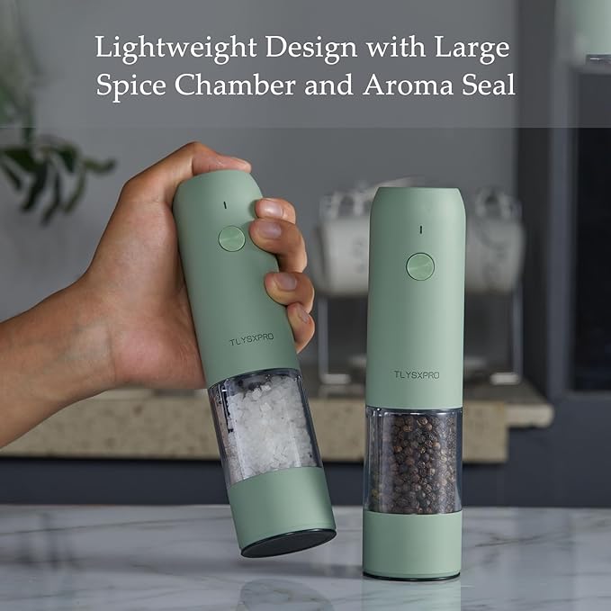 Electric Salt and Pepper Grinder Set, USB Rechargeable, Automatic Salt and - Image 4