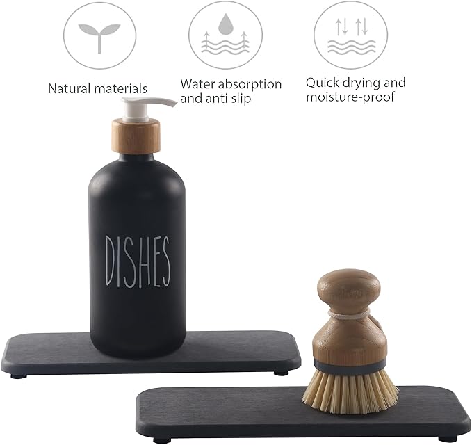 NiuYichee 2 Pcs Water Absorbing Stone Trays, Kitchen/Bathroom Sink Soap Dish - Image 2