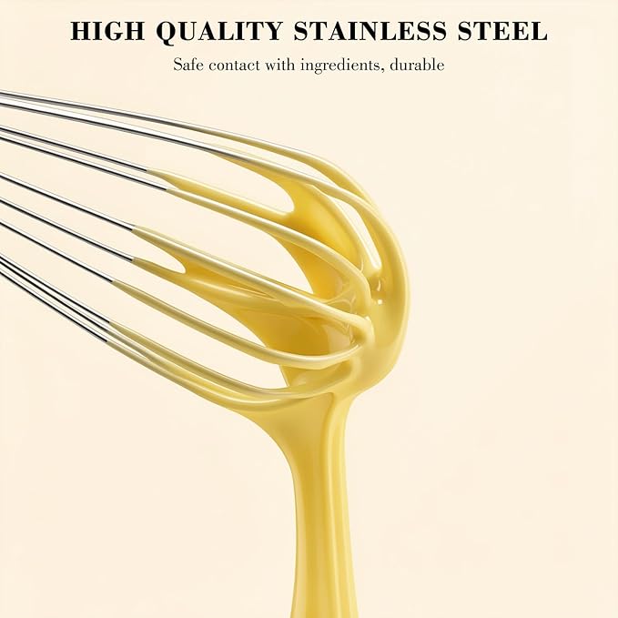 NileHome Stainless Steel Whisk Set 8" 10" 12" Kitchen Whisk Balloon Whisk - Image 3
