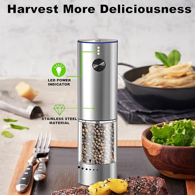 Rechargeable Electric Salt and Pepper Grinder Set, Upgraded Larger Capacity - Image 3