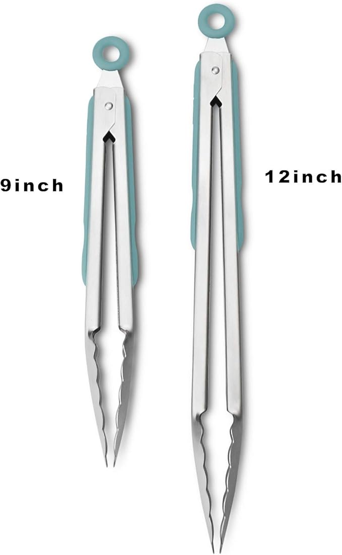 Premium 304 Stainless Steel Tongs Set – 12" Grill Tongs & 9" Cooking Tongs - Image 3