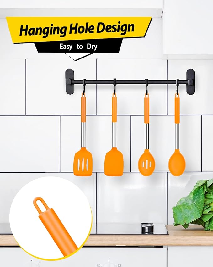 Pack of 4 Silicone Cooking Utensils Set, Non Stick Large Solid Spatulas - Image 6