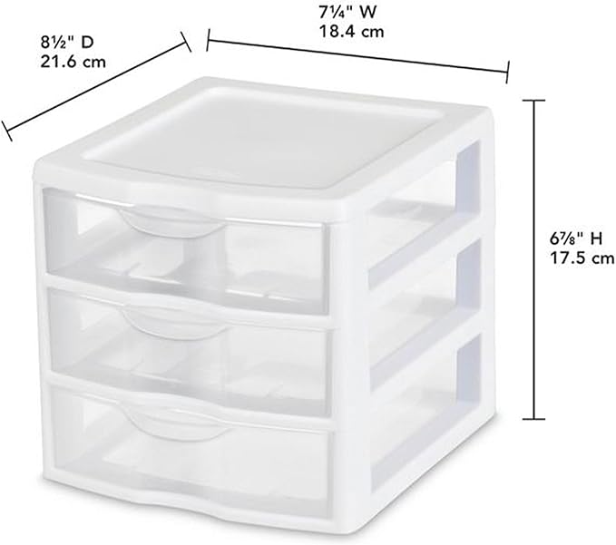 Sterilite 18-Pack Clearview 3-Drawer Cart, Small Plastic Storage Organizer - Image 3