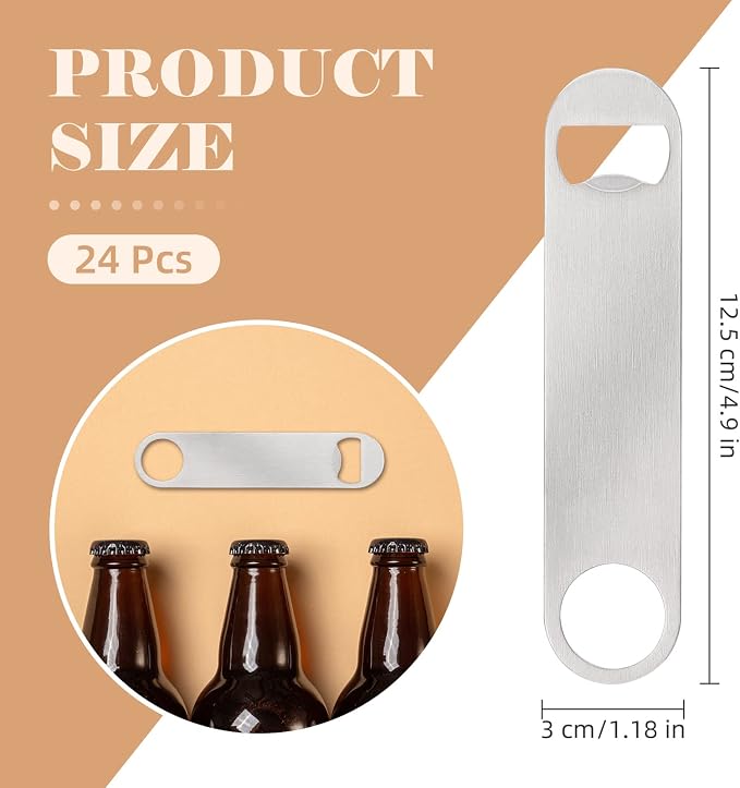 24 Pack Flat Beer Bottle Opener 5 inch Heavy Duty Stainless Steel Flat Bottle - Image 2