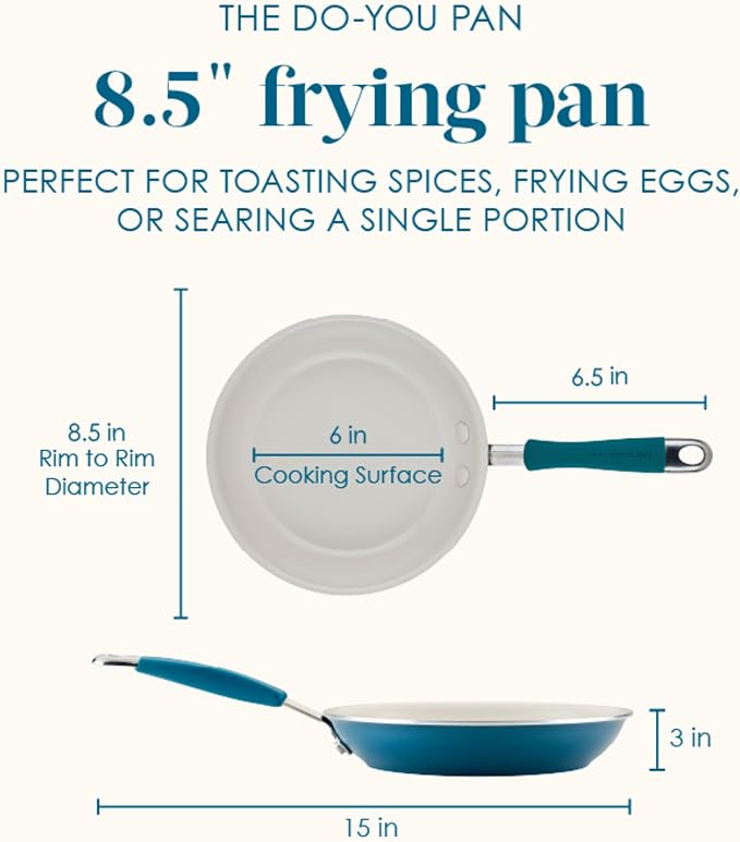 Rachael Ray Cucina Ceramic Nonstick Frying Pans/Skillet Set, Dishwasher Safe - Image 3