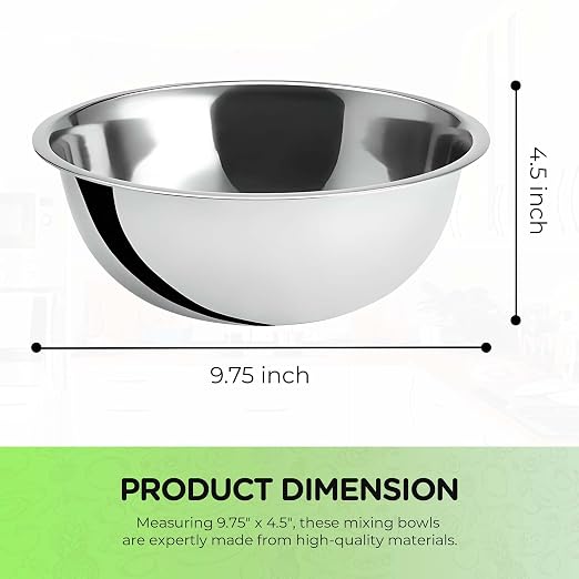OCS Parts 3 Quart Mixing Bowls | Set of 4 | 9.75-Inch Stainless Steel - Image 2