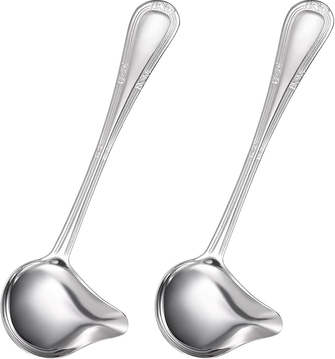 Patelai 2 Pieces Small Ladle Gravy Ladle Drizzle Spoon 1 Ounce Stainless Steel by Patelai