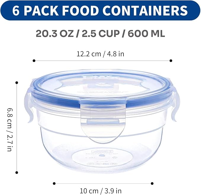 KIGI Round Food Storage Container, Leakproof Plastic Bowls - Image 2