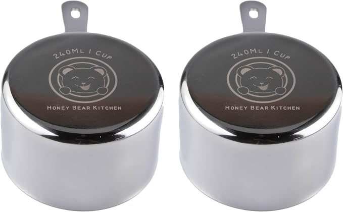 Honey Bear Kitchen 1 Cup 240 ml Measuring Scoop Cups, Polished Stainless Steel by HONEYBEARKITCHEN