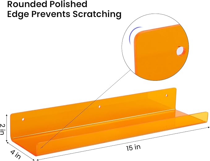 upsimples Acrylic Shelves for Wall Decor, Living Room, Floating Bookshelves for - Image 3