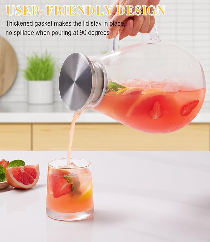 Glass Pitcher, 86oz Glass Water Pitcher - Image 3