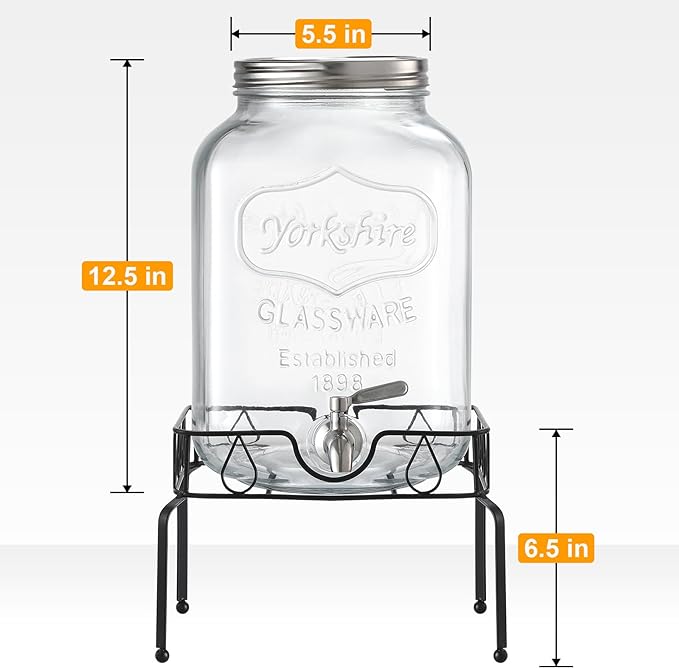 2 Gallon Glass Beverage Dispenser - Image 2