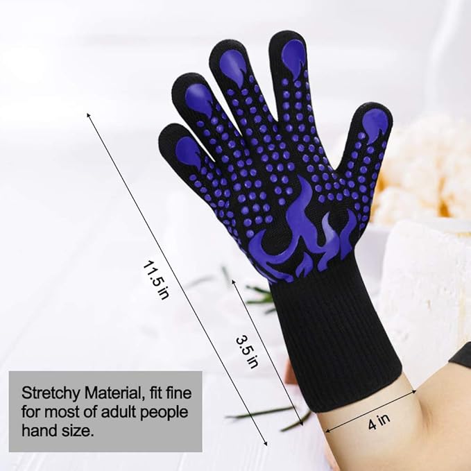 Comsmart BBQ Gloves, 1472 Degree F Heat Resistant Grilling Gloves Silicone - Image 3