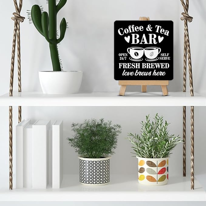 Coffee Tea Bar Decor, Coffee and Tea Bar Wood Sign - Image 7
