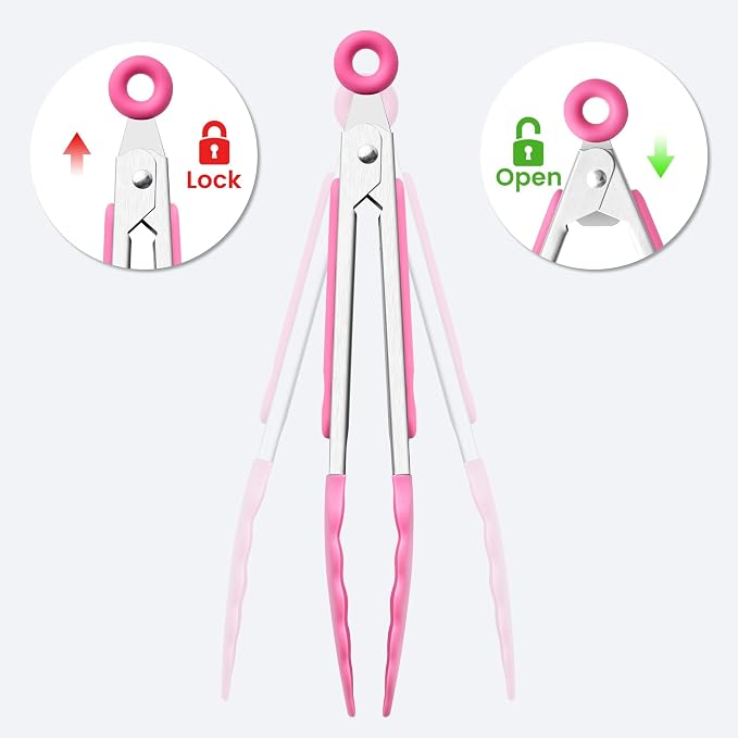 7-Inch Silicone Tongs Pack of 6, Small Stainless Steel Tongs - Image 4