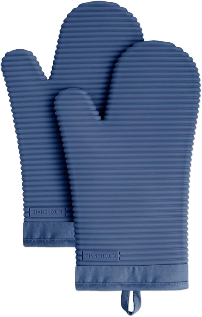 KITCHENAID Ribbed Soft Silicone Oven Mitt 2-Pack Set by KitchenAid