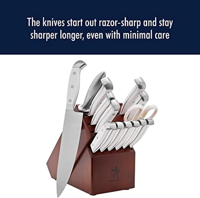 HENCKELS Statement Razor-Sharp 15-Piece White Handle Knife Set - Image 7