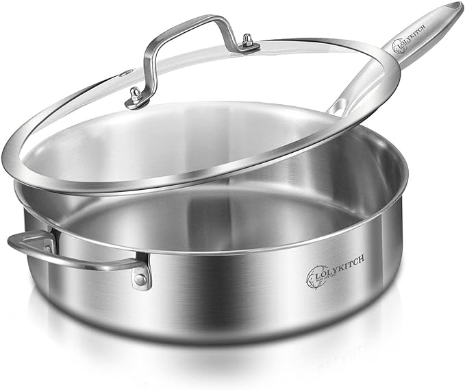 LOLYKITCH 6 QT Tri-Ply Stainless Steel Sauté Pan by LolyKitch