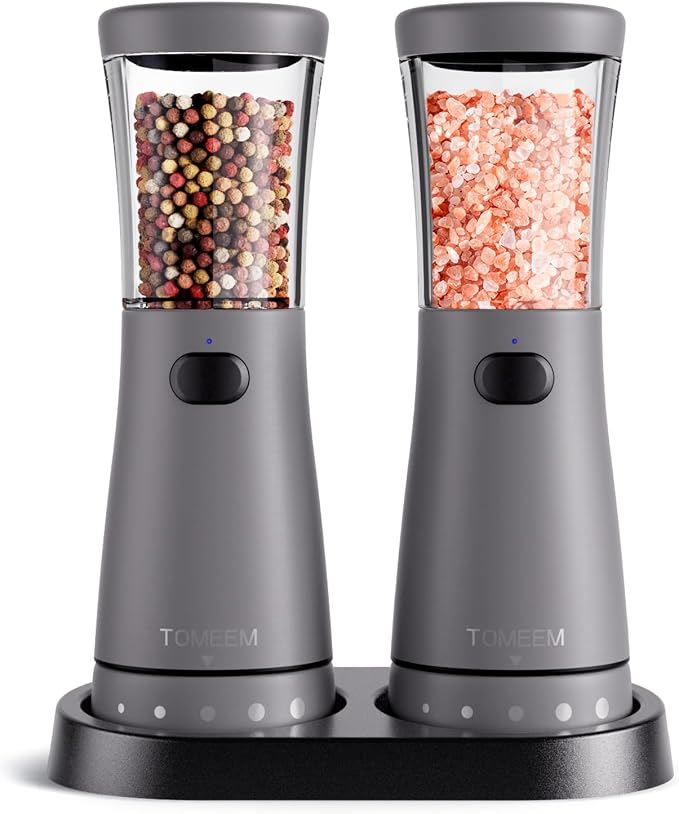 Electric Salt and Pepper Grinder Set by Tomeem