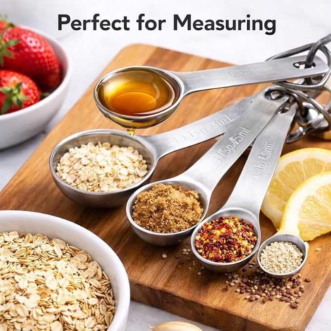 Stainless Steel Measuring Spoons Set of 6, Heavy Duty, - Image 2