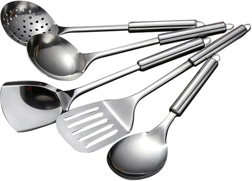 5 PCS Cooking Utensils Set Stainless Steel Kitchen Utensils Gadgets Resistant by LKEREJOL