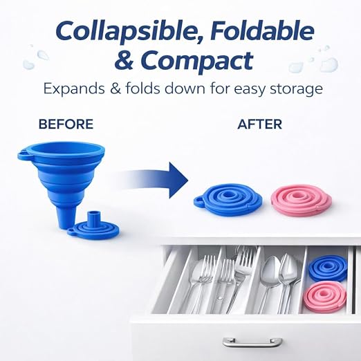 3PCS Silicone Funnel Set, Flexible Rubber Kitchen Funnels - Image 3