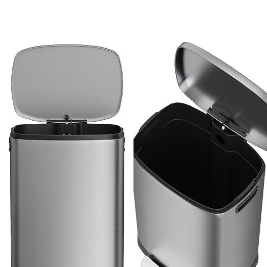 KdbK 13 Gallon Trash Can with Lid, 50L Fingerprint Proof Stainless Steel - Image 8