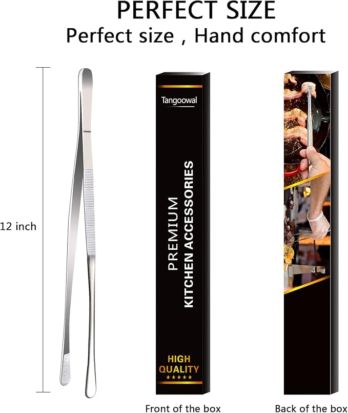 12-Inch Professional Kitchen & Cooking Tweezers Tongs - Image 6