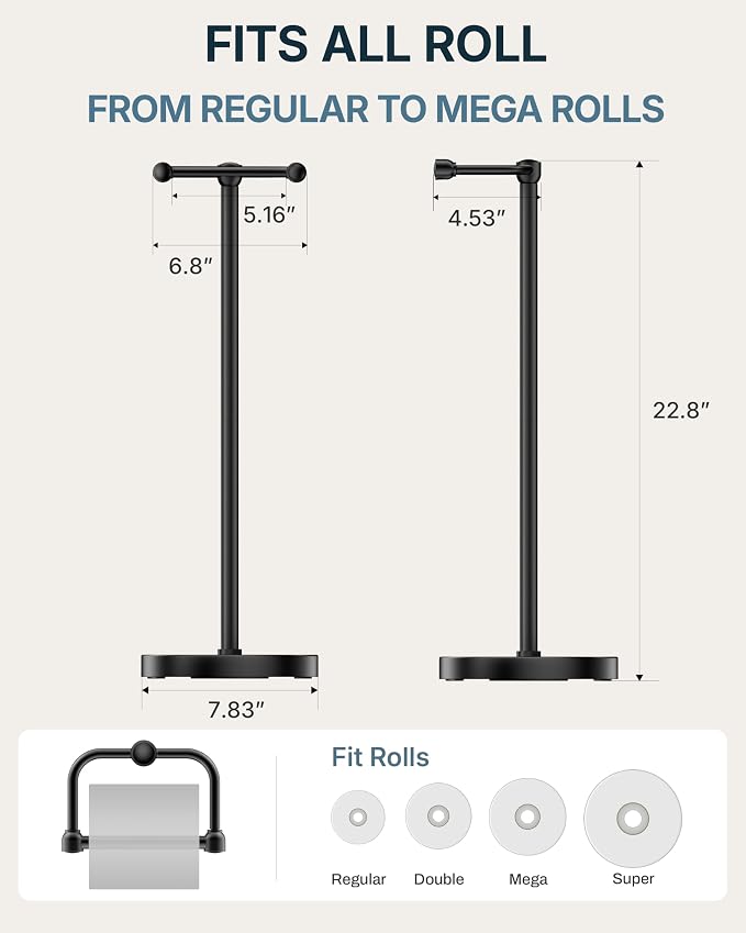 RARXTR Toilet Paper Holder Stand, Modern Bathroom Free Standing Toilet Paper - Image 7