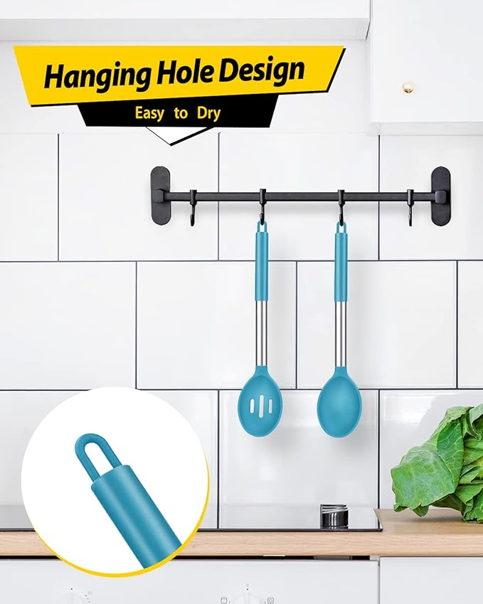 Pack of 2 Large Silicone Cooking Spoons, Non Stick Solid Basting Spoon - Image 5