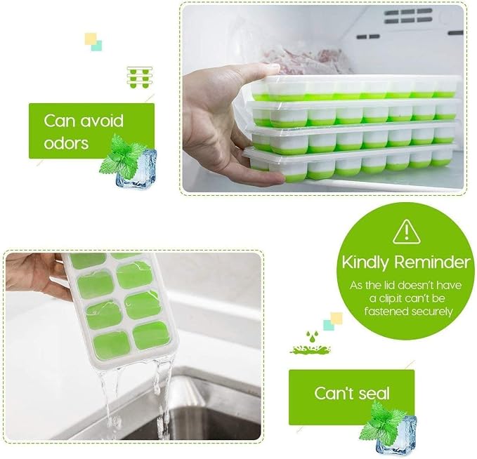 Ice Cube Trays 3 Pack, Silicone Easy-Release and Flexible 14-Ice Trays - Image 3