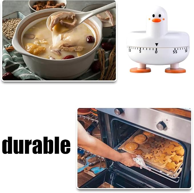 Cooking Timer Cute Duck Kitchen Timer 60 Minute Wind Up Mechanical Rotating - Image 7