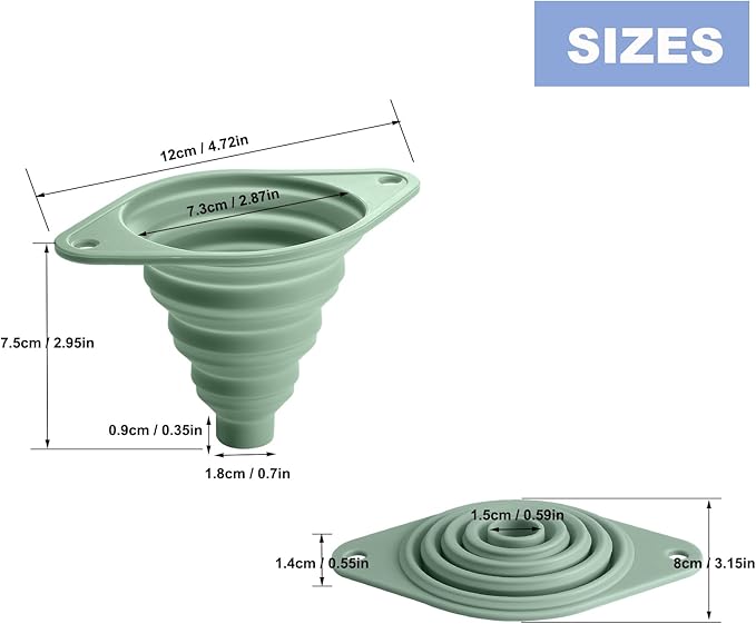 Kitchen Funnel Set 3 Pack, Collapsible Silicone Funnel - Image 2