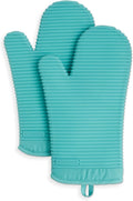KITCHENAID Ribbed Soft Silicone Oven Mitt 2-Pack Set, Aqua Sky by KitchenAid