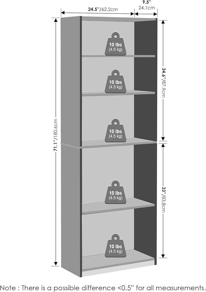 Furinno Reed Closet Organizers and Storage, 5-Tier Closet Organizer, Open Shelf - Image 2
